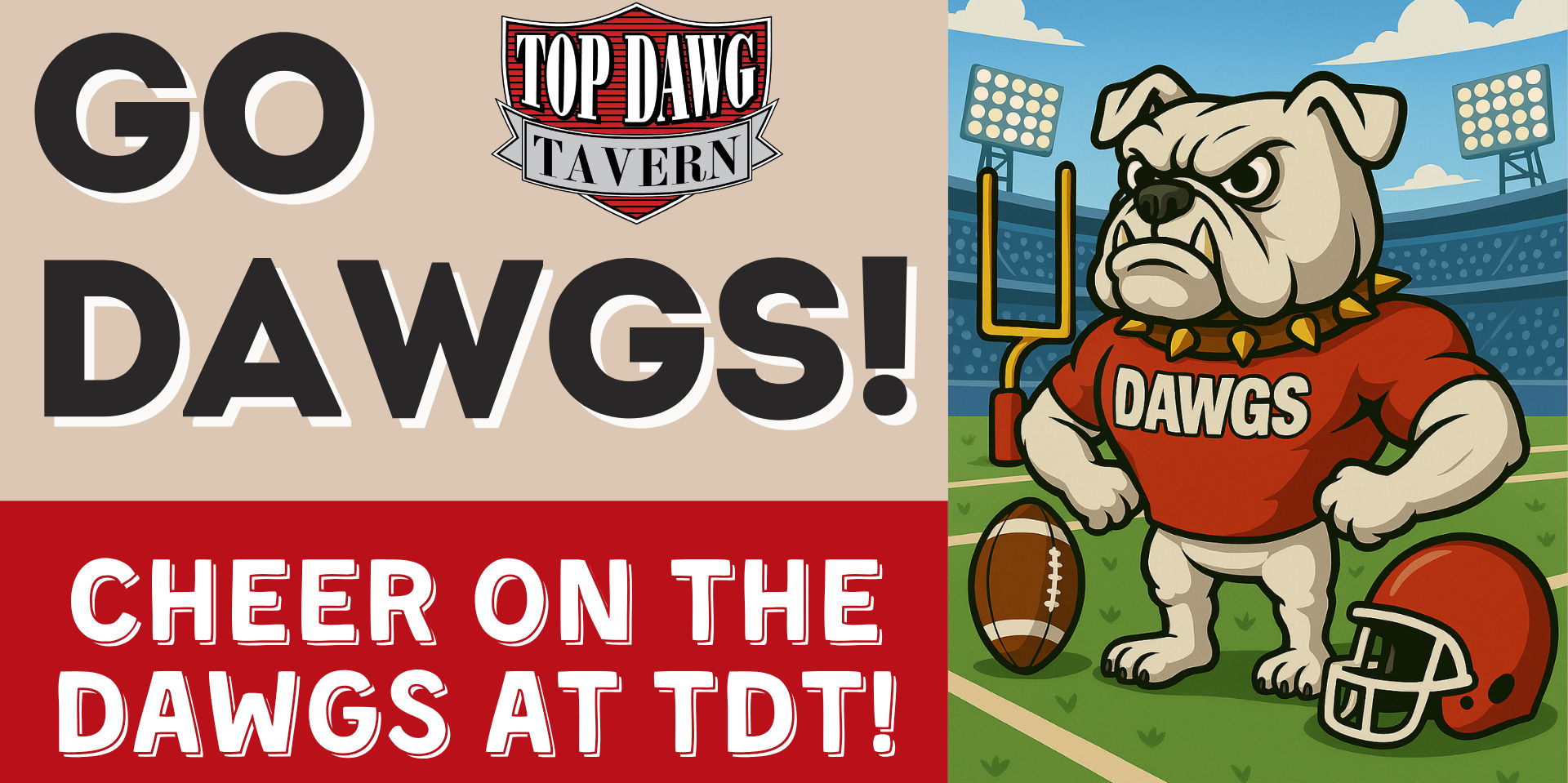 Cheer on Georgia and Watch College Football Top Dawg Tavern! promotional image