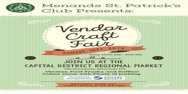 Vendor/Craft Fair fundraiser for Menands St. Patrick's Club promotional image