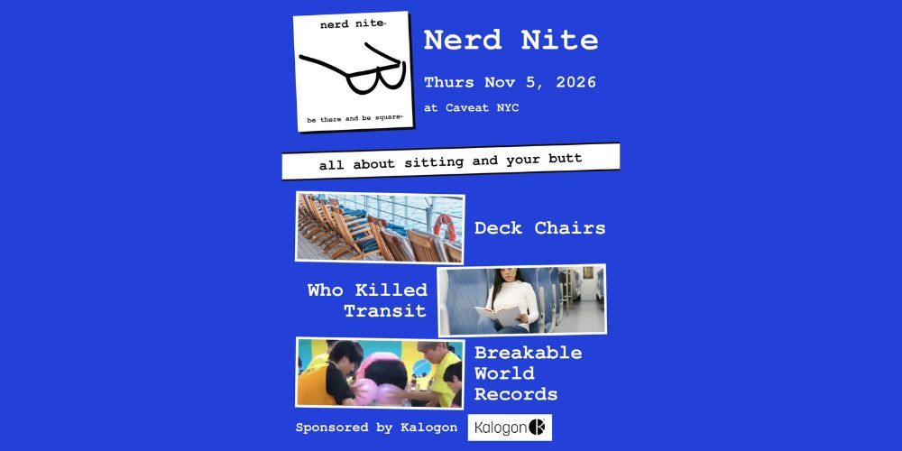 Nerd Nite Butt Nite! November 5, 2026 in Manhattan all about Sitting promotional image