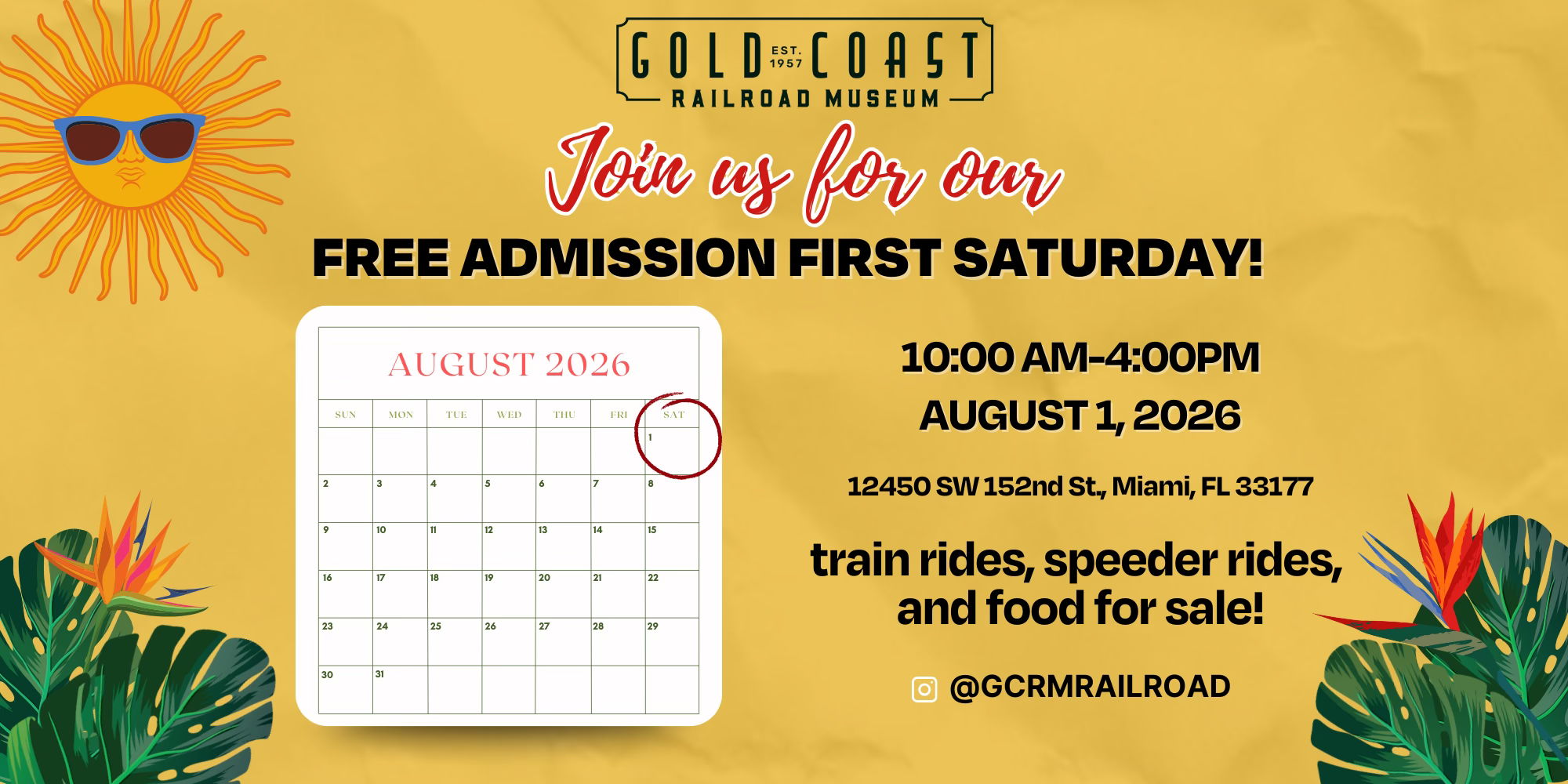 August 1st Saturday Free Admission! promotional image