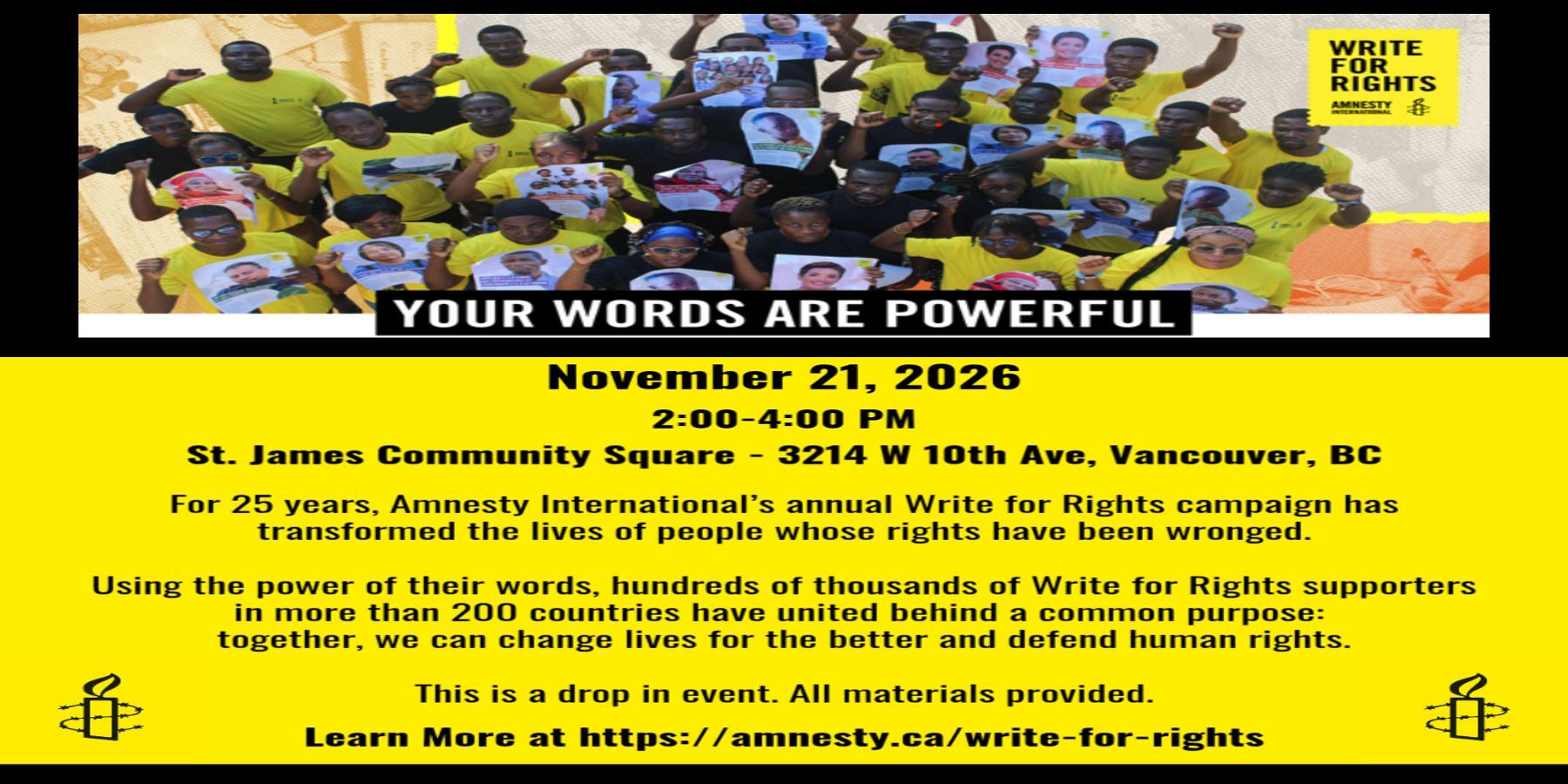 Amnesty International Write for Rights 2026 promotional image