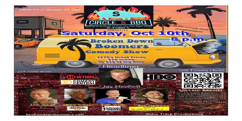 The Broken Down Boomers Comedy Show live at Circle S BBQ Sat. Oct. 10th promotional image
