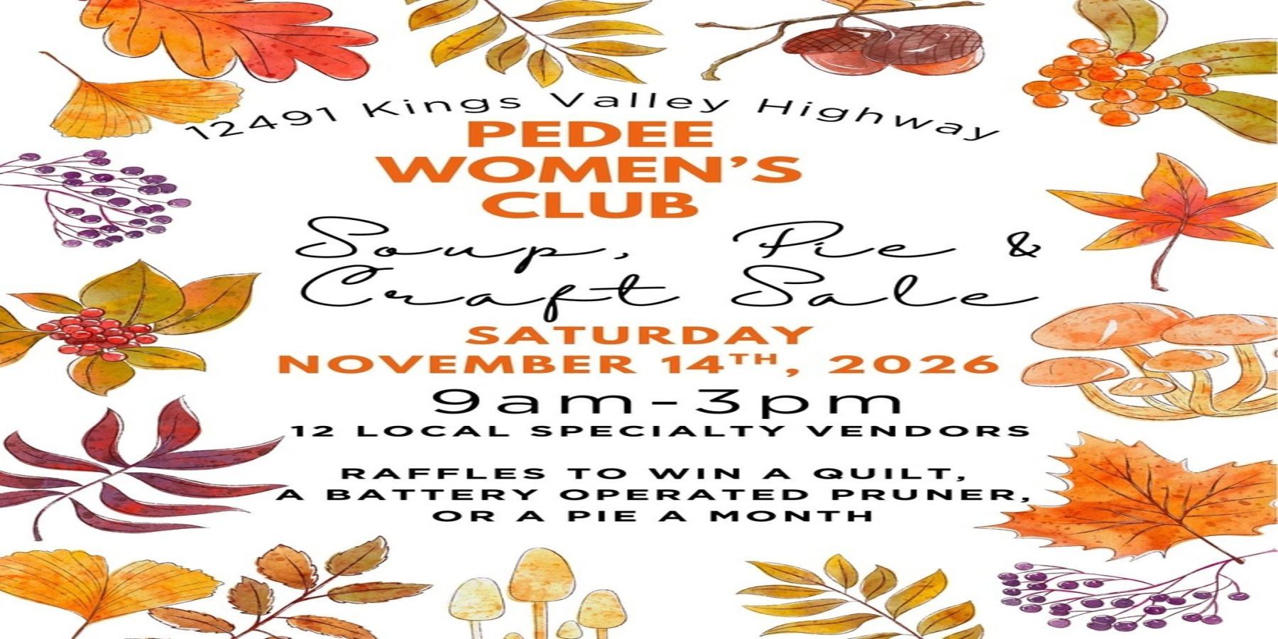 Pedee Women's Club Soup, Pie, and Craft Sale promotional image