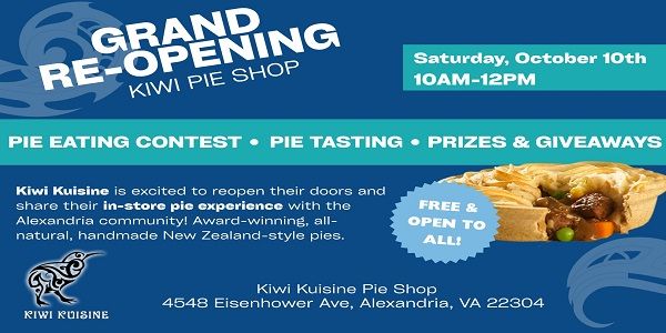 Kiwi Kuisine Pie Shop Grand Re-Opening promotional image