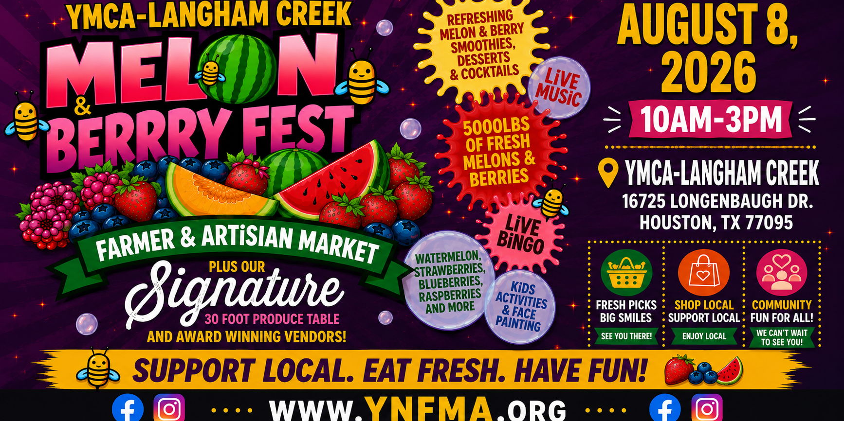 YMCA LANGHAM CREEK -MELON & BERRY FESTIVAL- FARMERS MARKET & ARTISAN MARKET+ promotional image