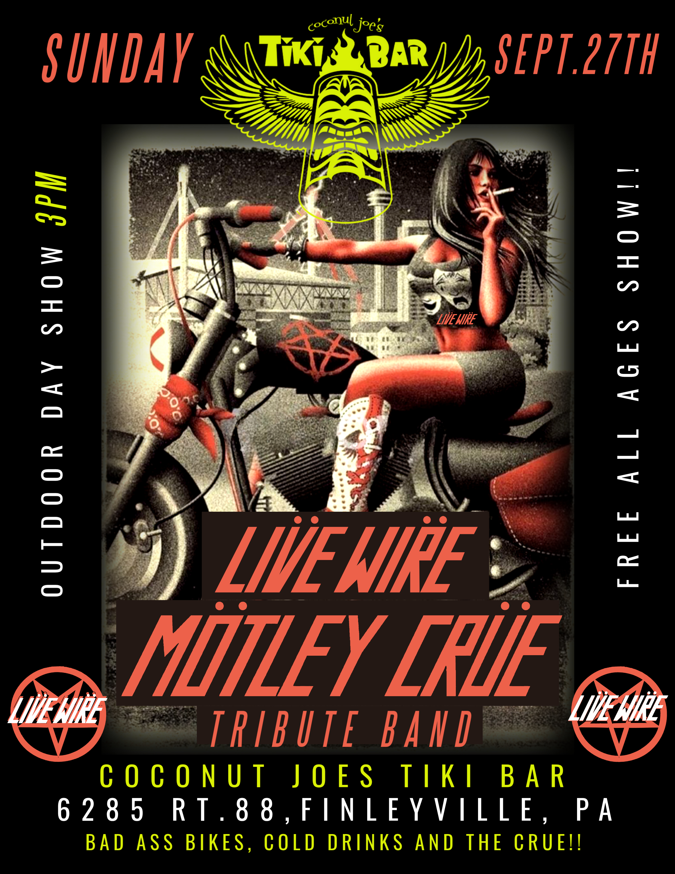Live Wire- Motley Crue Tribute at Coconut Joes- Tiki Bar! photo 1
