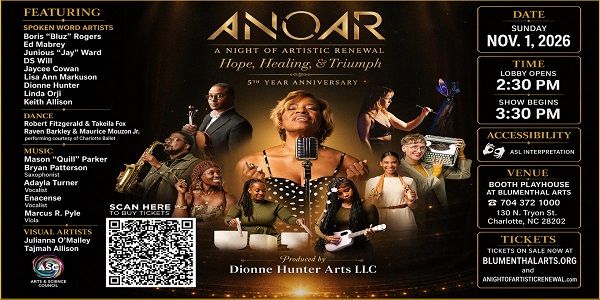 A Night of Artistic Renewal: Hope, Healing an Triumph! November 1st. One performance only! promotional image