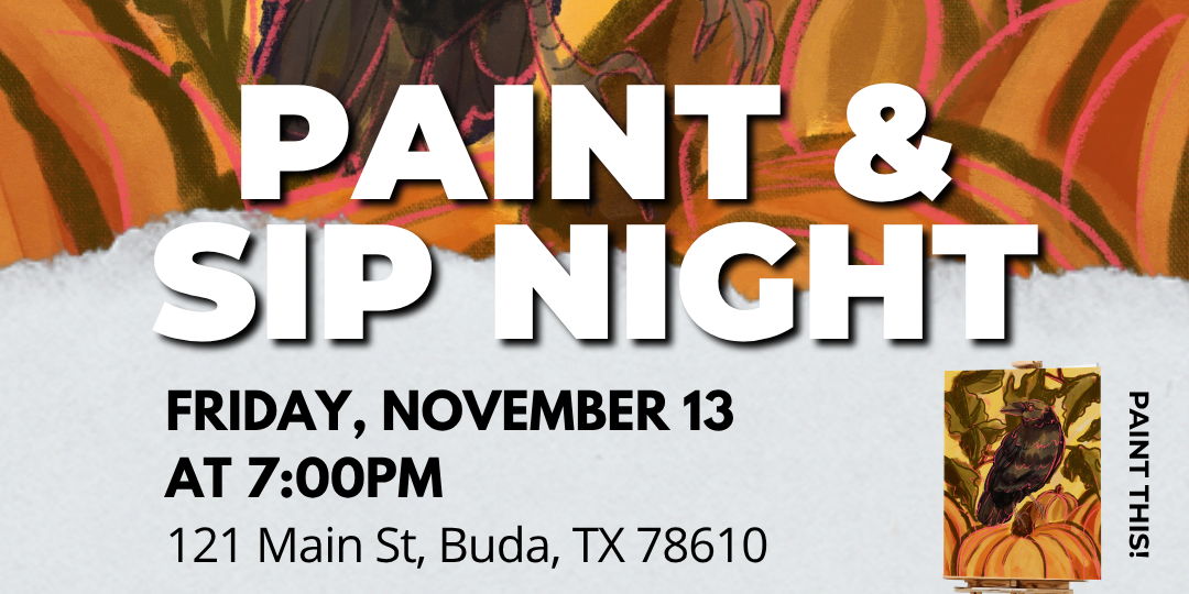 Paint & Sip Night: November 13 "Crow Pumpkin Painting" promotional image