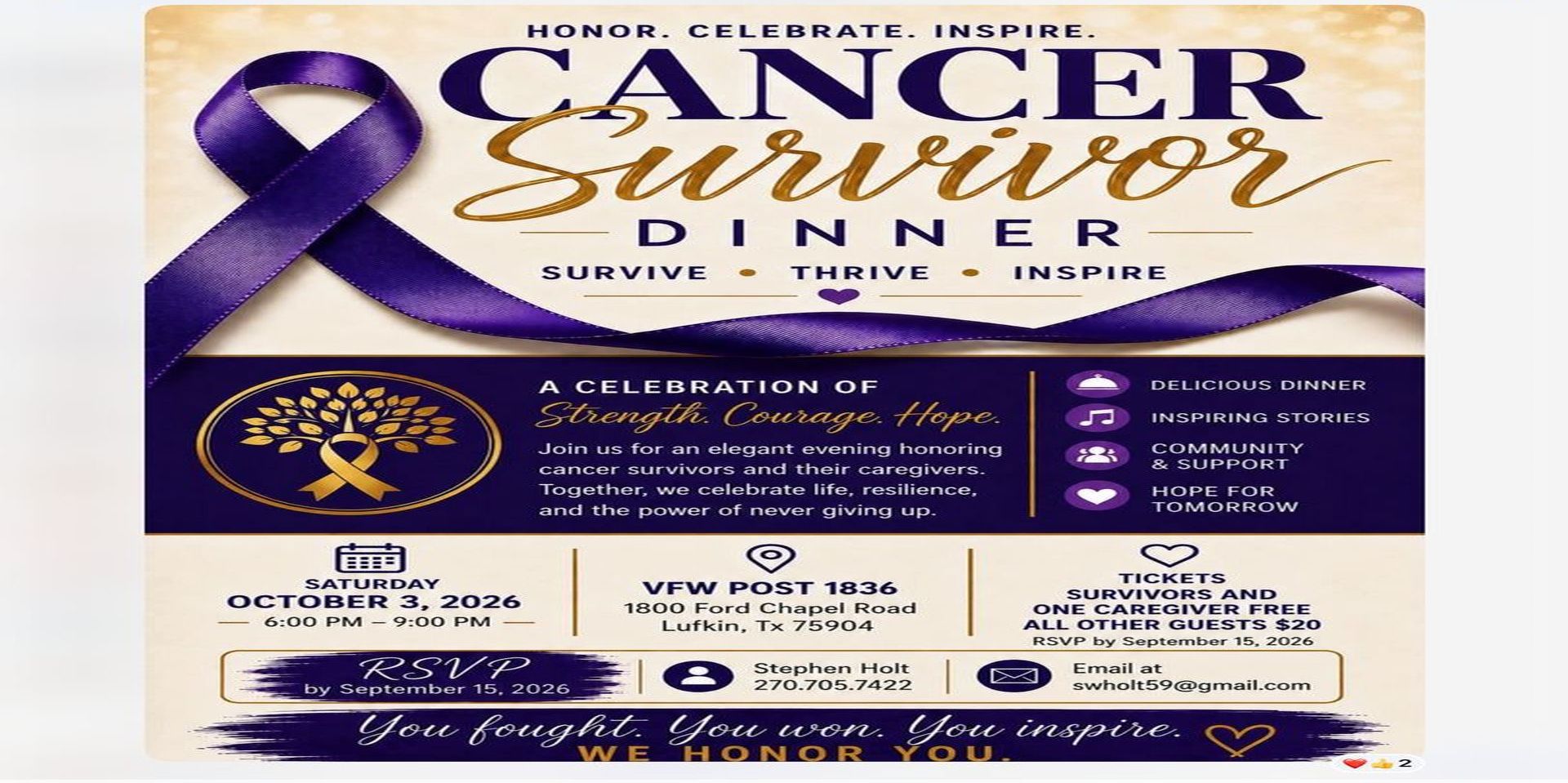 Cancer survivor Dinner promotional image