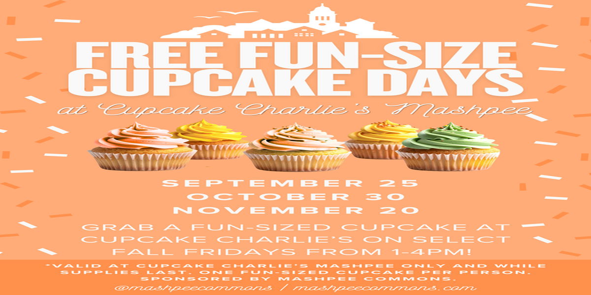 Free Fun Size Cupcake Days at Cupcake Charlie's - Friday October 30, 1-4PM promotional image