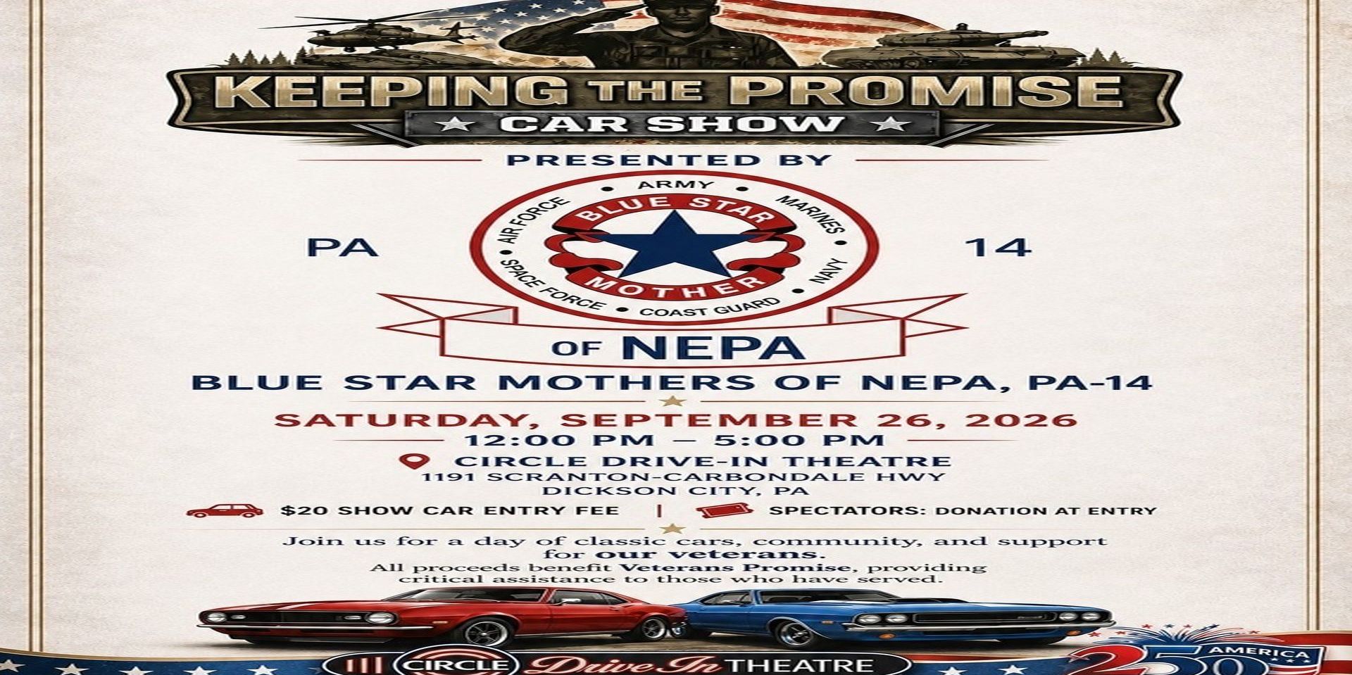 Blue Star Mothers of NEPA presents Keeping the Promise Car Show promotional image