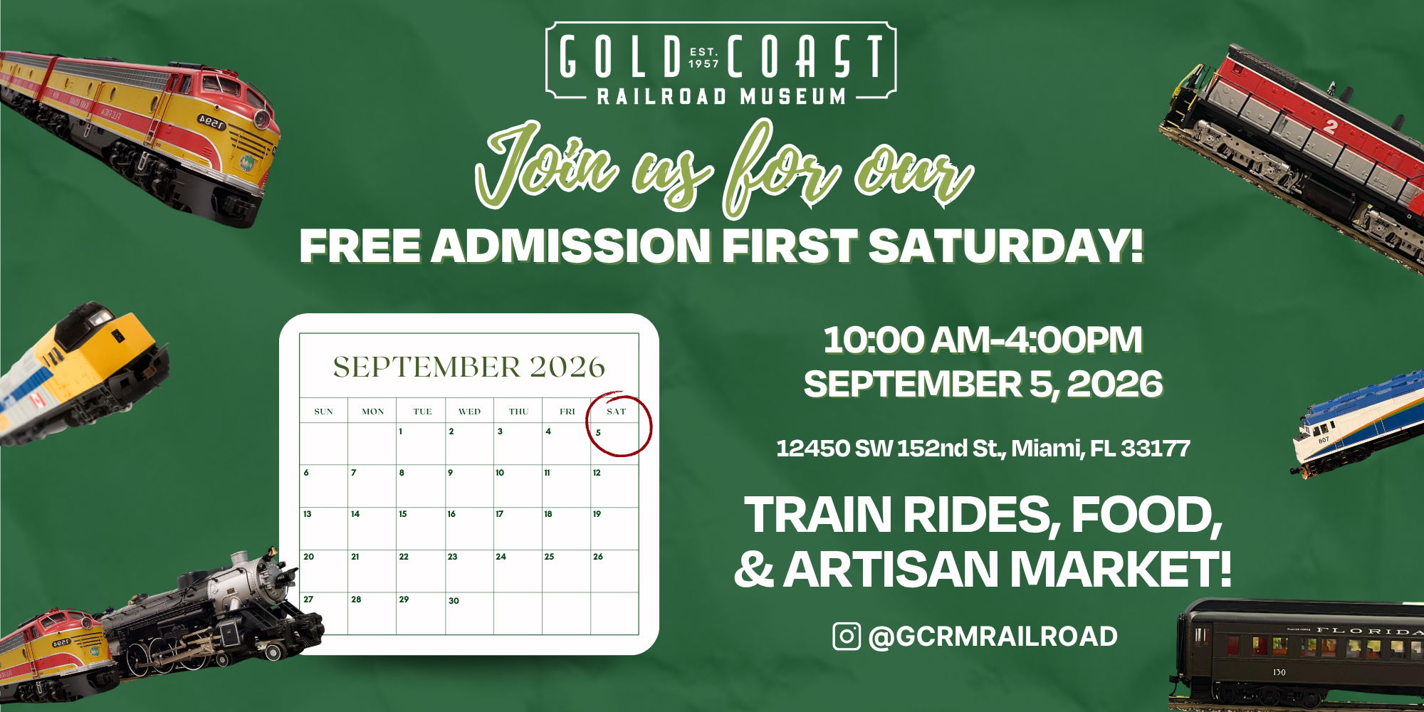 September Free First Saturday! promotional image