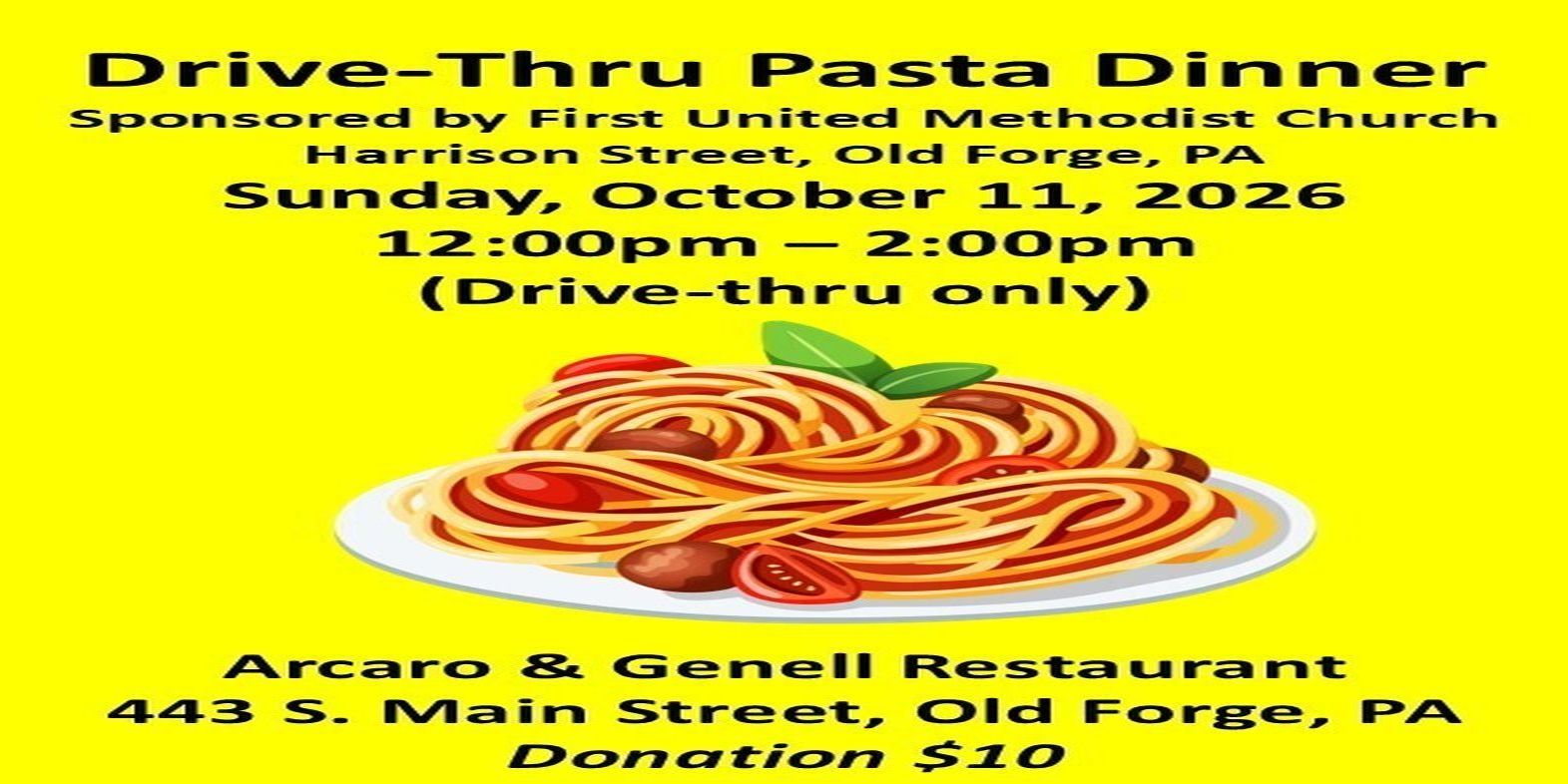 Drive-Thru Pasta Dinner in Old Forge - October 11, 2026 (Sponsored by First United Methodist Church) promotional image