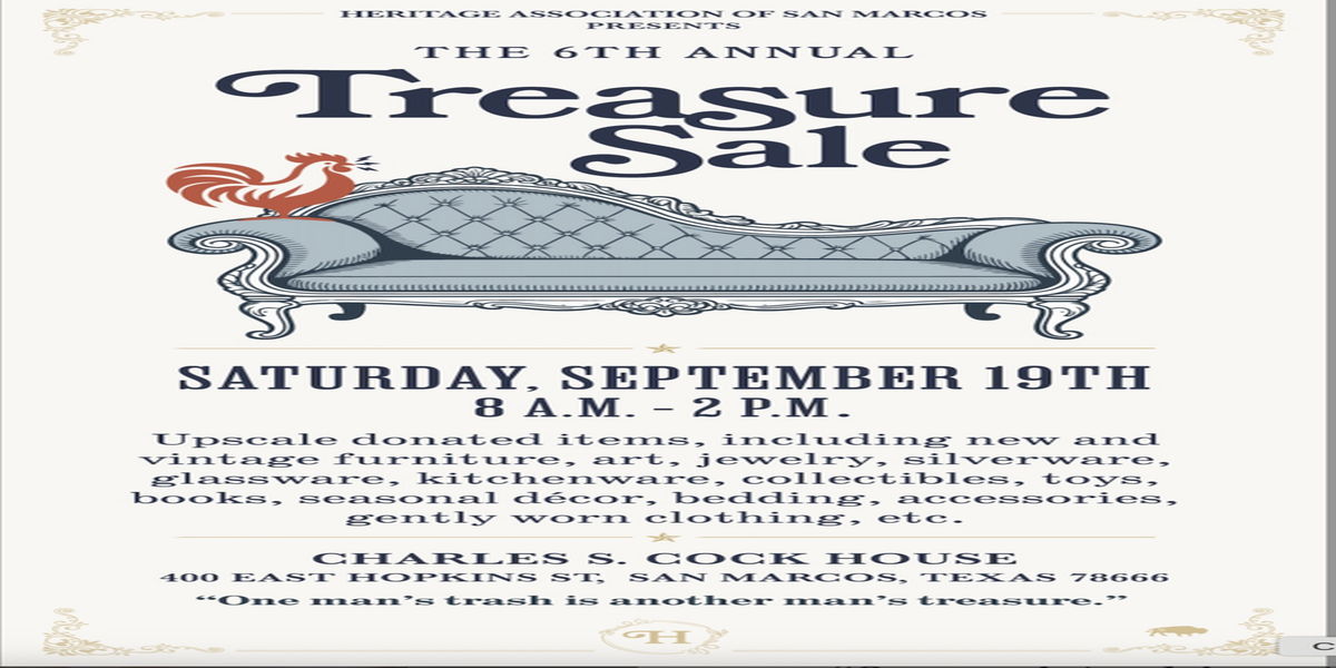 Heritage Association of San Marcos Treasure Sale promotional image