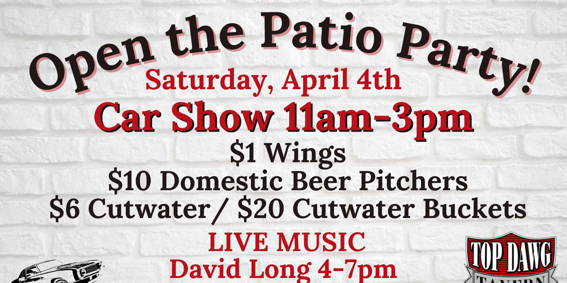 Open the Patio Party & Car Show with Live Music at Top Dawg Tavern in Bethlehem promotional image