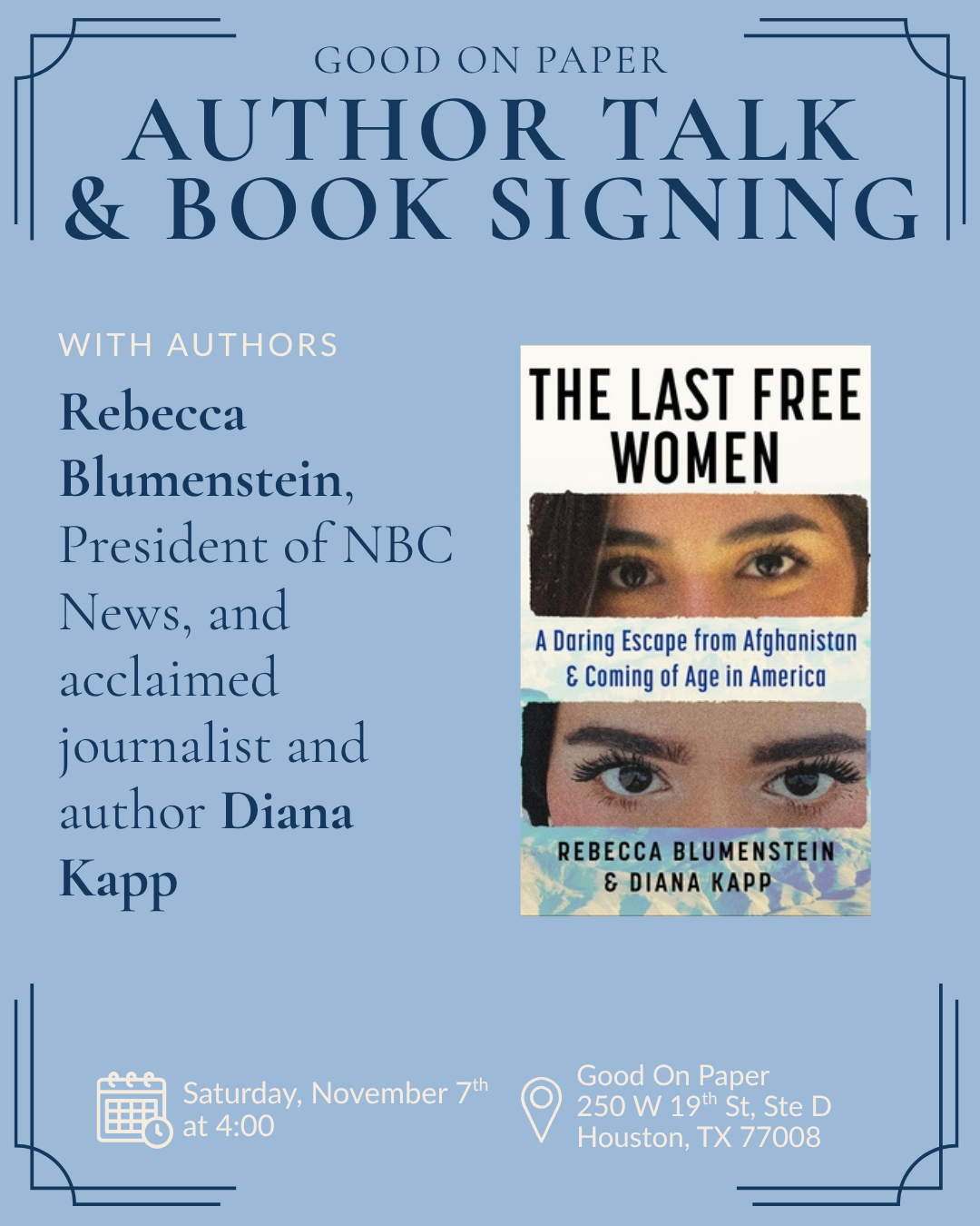 Rebecca Blumenstein & Diana Kapp | The Last Free Women — Author Talk & Book Signing photo 1