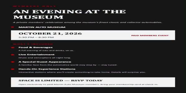 An Evening at the Martin Auto Museum - Members Event promotional image