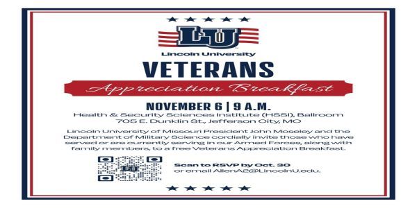 Lincoln University of Missouri Veterans Appreciation Breakfast promotional image