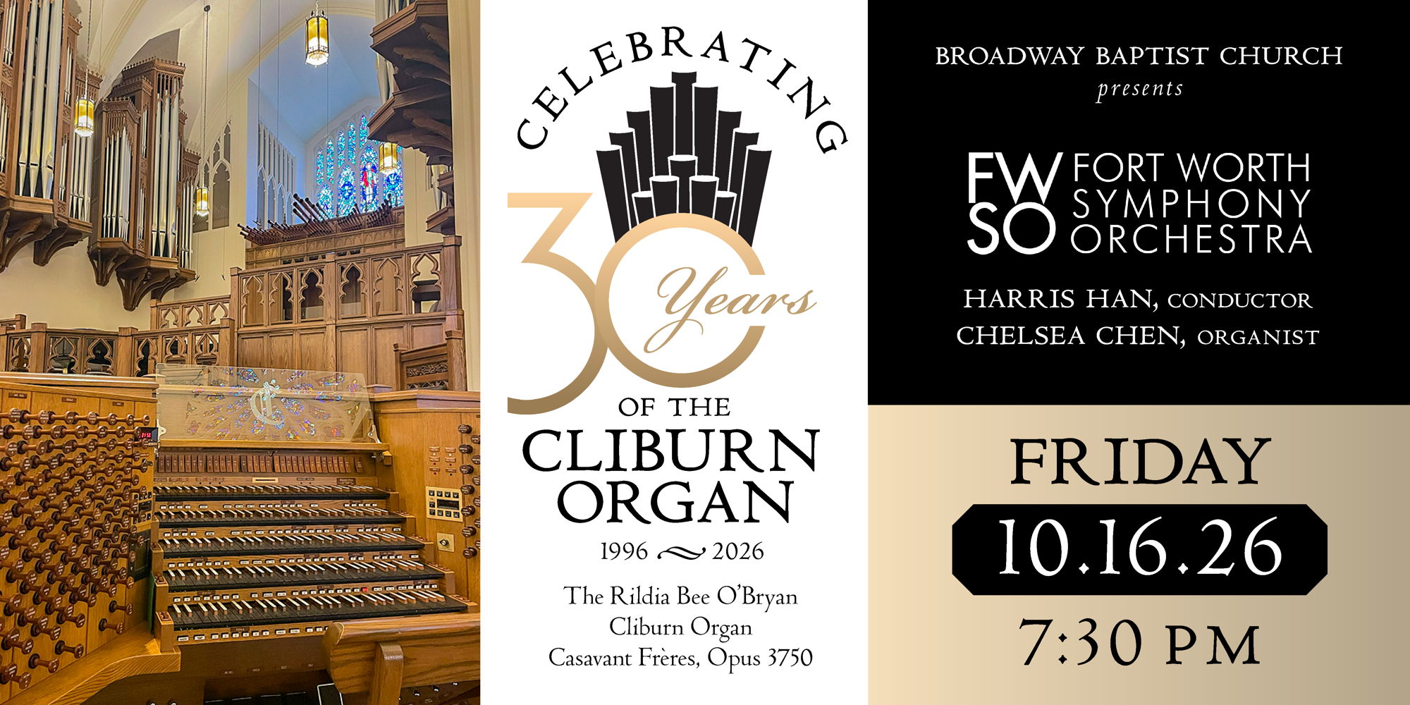 Celebrating 30 Years of the Cliburn Organ- Broadway Baptist Church + FWSO promotional image