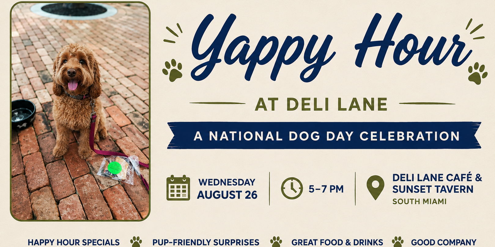 Celebrate National Dog Day with a Yappy Hour at Deli Lane promotional image