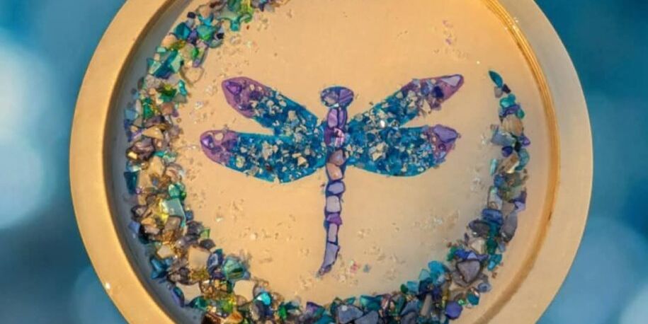 Moonlit Dragonfly Charcuterie Resin Tray! promotional image