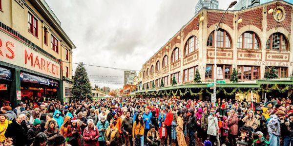 The Great Figgy Pudding Caroling Competition, Dec 5th, Pike Place Market promotional image