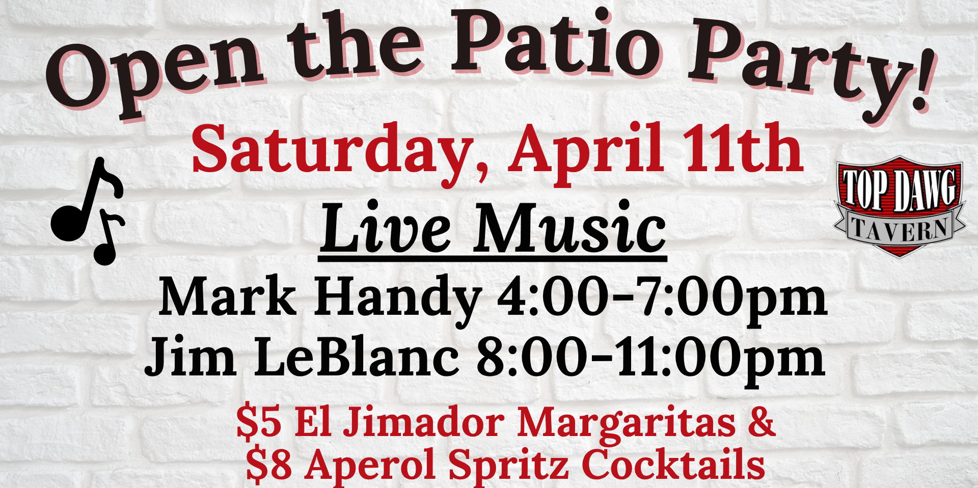 Open the Patio Party at Top Dawg Tavern promotional image