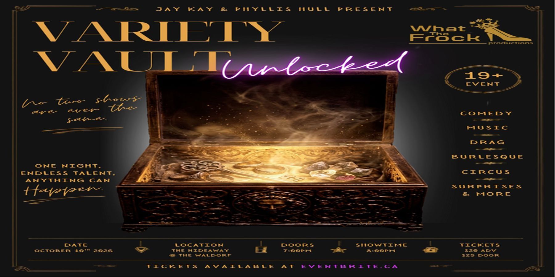 Variety Vault: Unlocked - An adult variety show promotional image